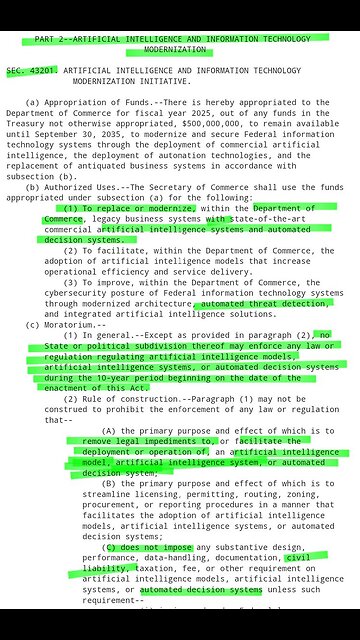 Trump’s BiG Beautiful Bill states the Gov’t will not be held responsible for any AI outcomes!