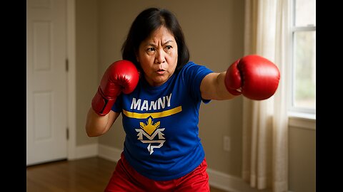 My Mom Thinks She's Manny Pacquiao 😂💥 (Air Punching Champ!)
