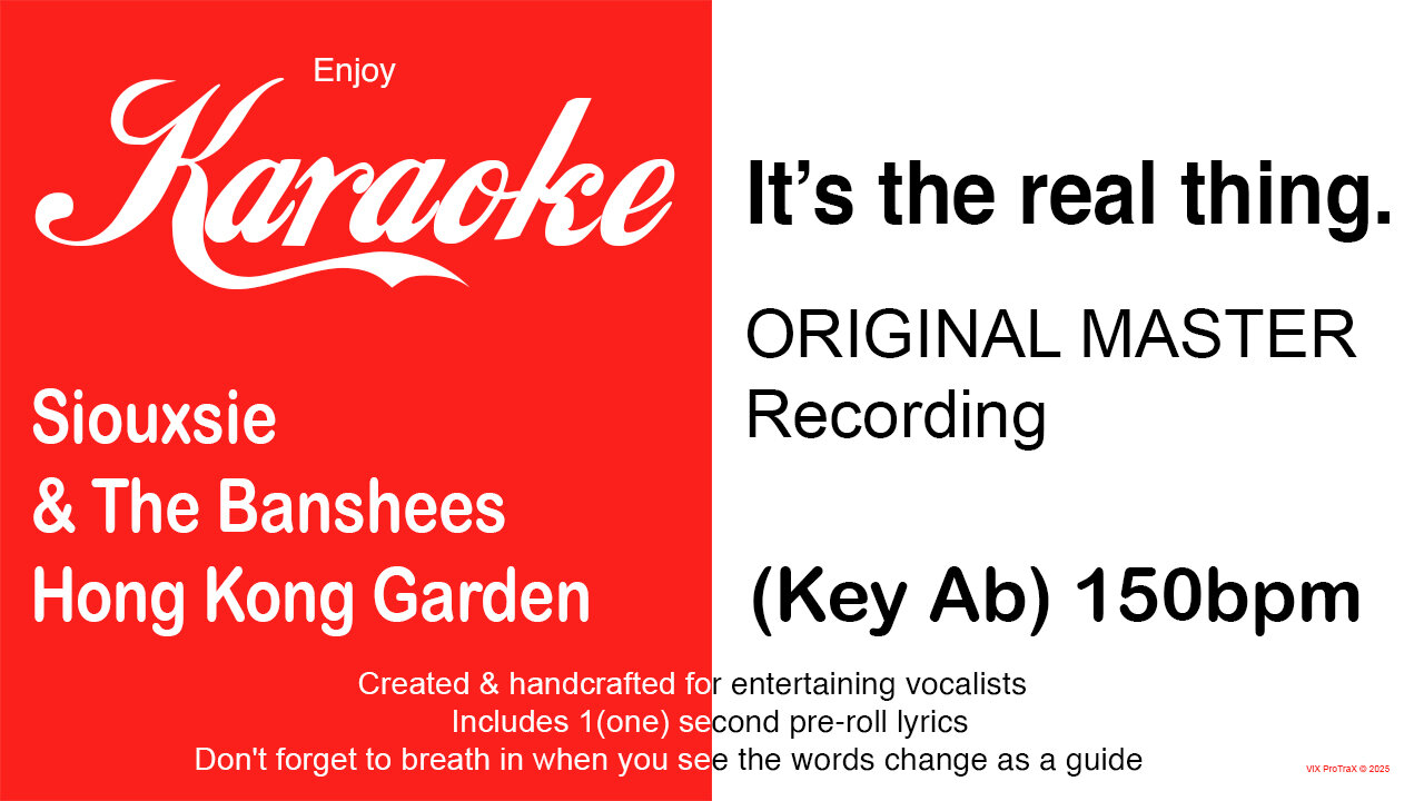 Siouxsie & The Banshees - Hong Kong Garden (Key Ab) 150bpm (2025) Karaoke