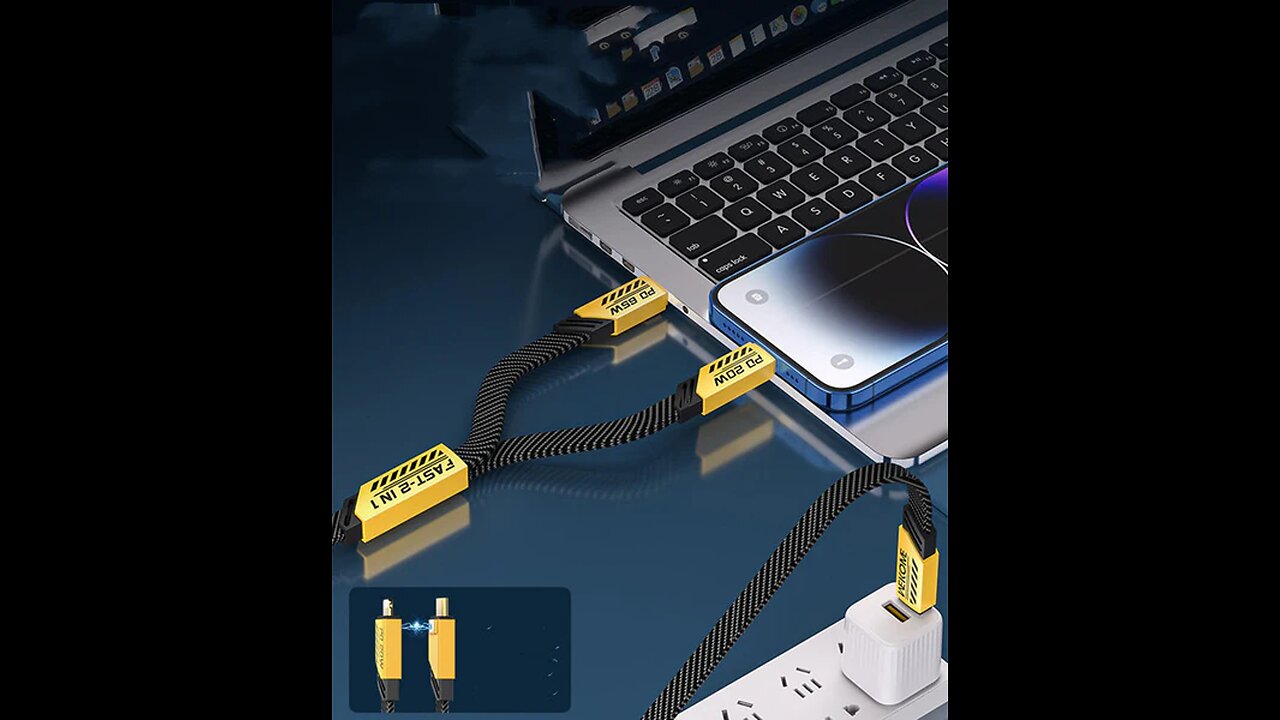 PD 65W Magnetic 2-In-1 Fast Charging Data Cable