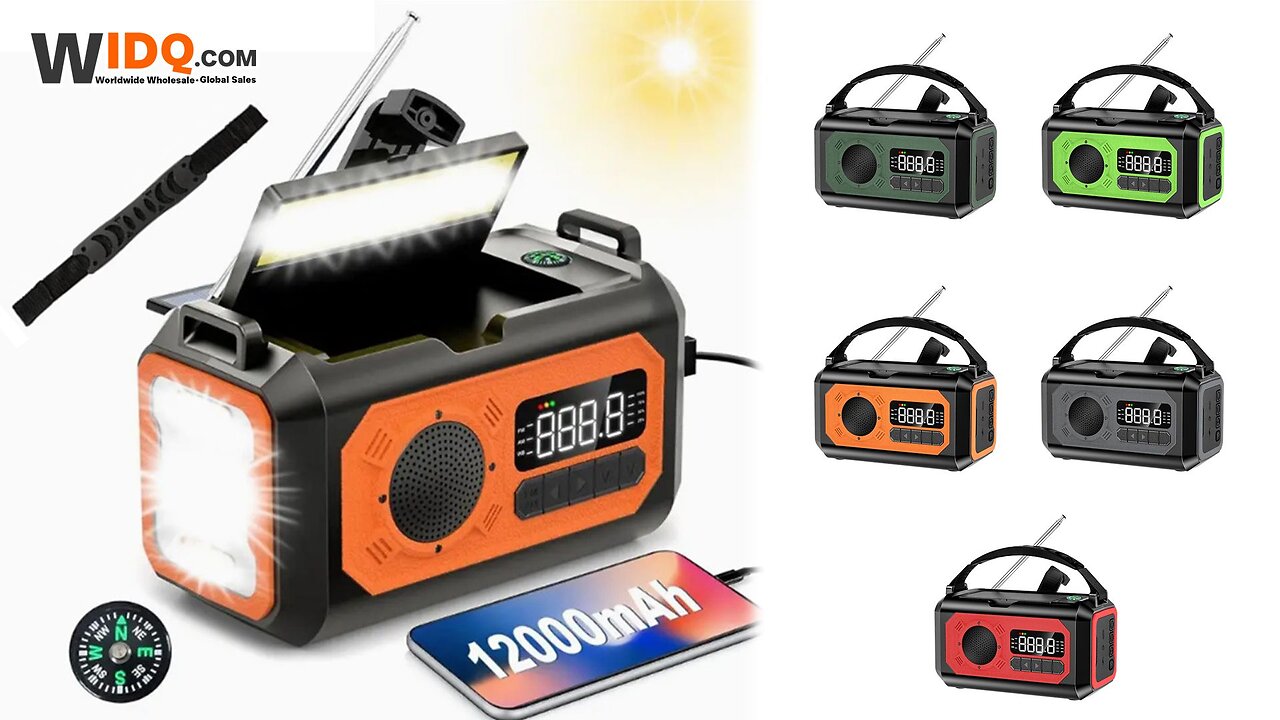 📻 12000mAh Solar Emergency Radio – Power Up Anywhere! 📡