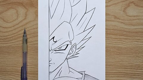 Easy anime half face drawing | How to draw Vegeta Majin step by step | anime character for brginners