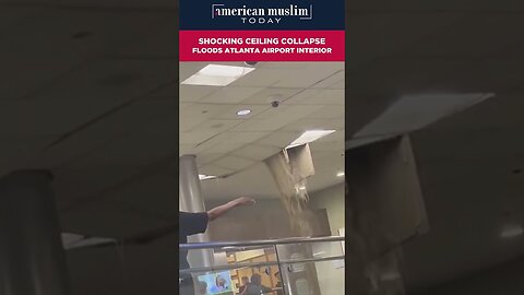 Schocking ceiling collapse floods Atlanta airport interior.