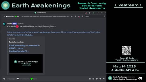 Earth Awakenings - Livestream 1 - #3165 - Live on Rumble/Youtube/X-Twitter/Twitch