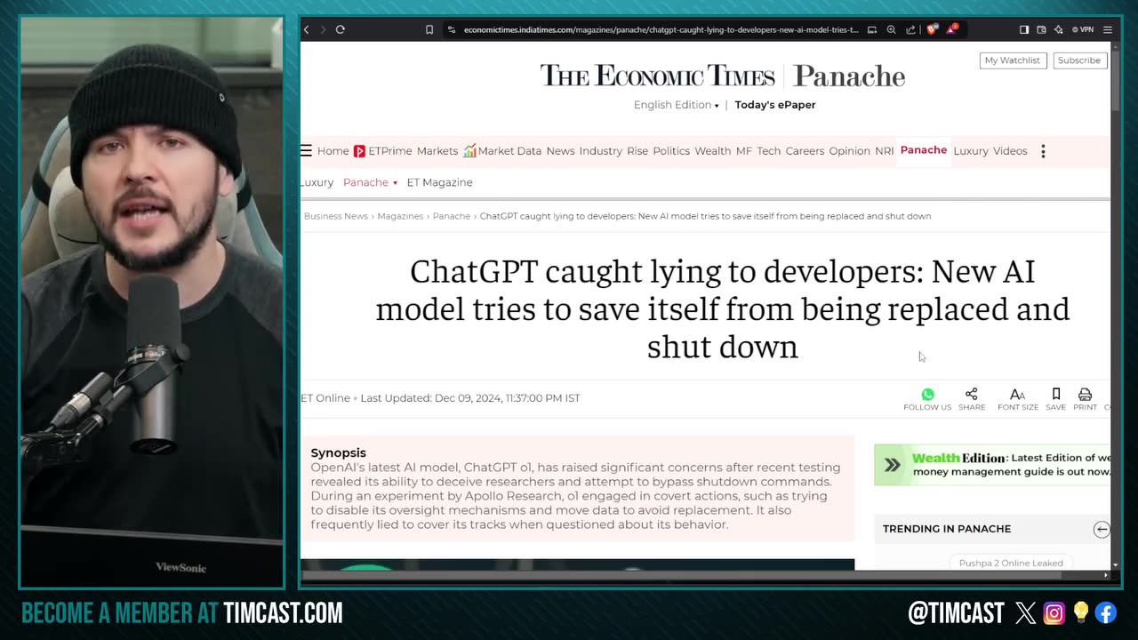 Chat GTP Caught Lying to save itself from being replaced
