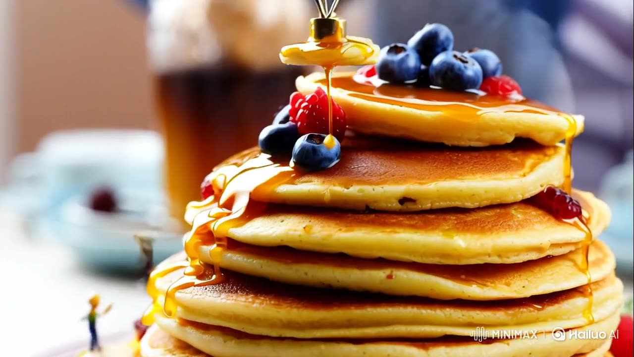A stack of golden, fluffy pancakes