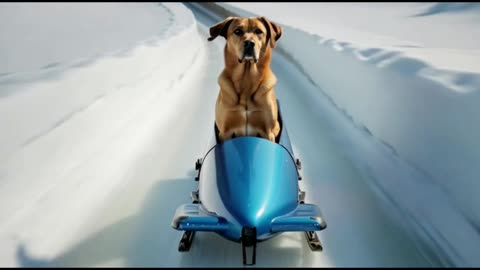 DOG ON A BOB SLED
