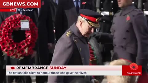 King Charles and the Prince of Wales lay wreaths at the Cenotaph
