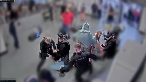 Bodycam footage of alleged assault on police at Manchester Airport shown to jury
