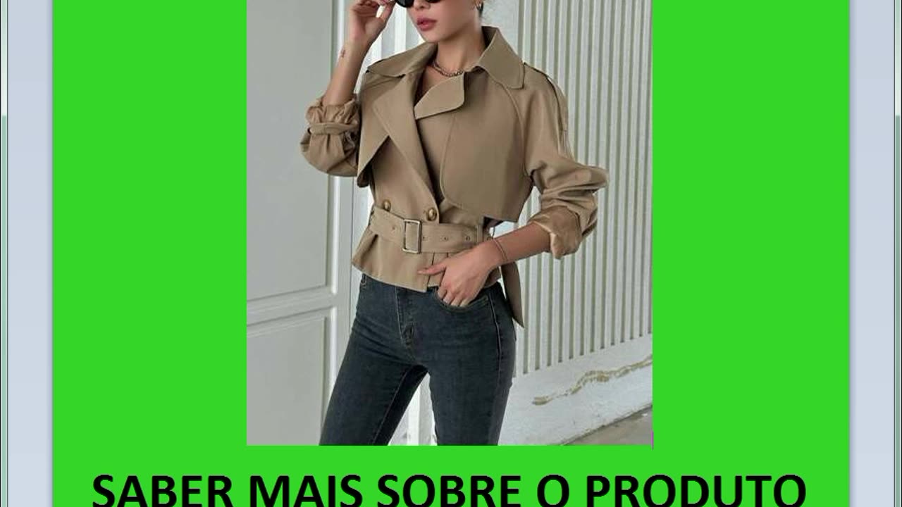 DAZY Casaco Trench com Manga Raglan, Fivela e Cinto, Roupas de Outono