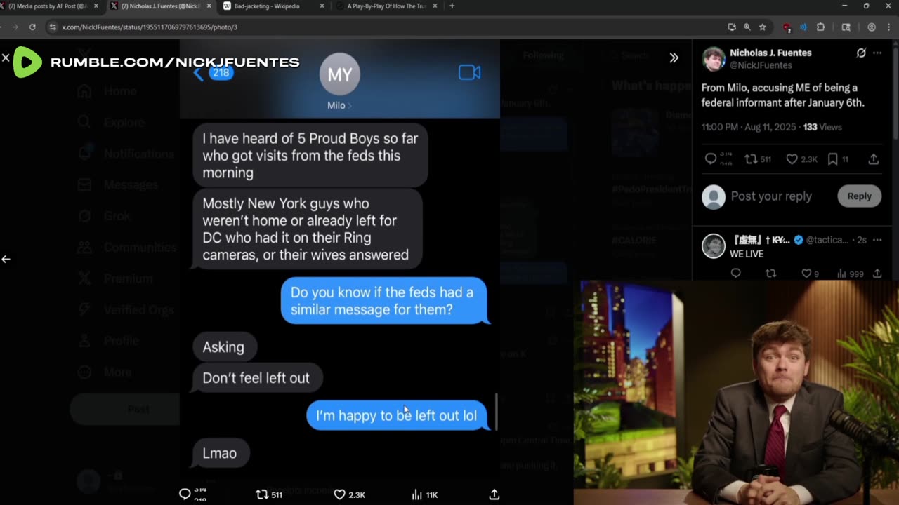 Why did law enforcement contact Milo Yiannopoulus on January 5th 2021