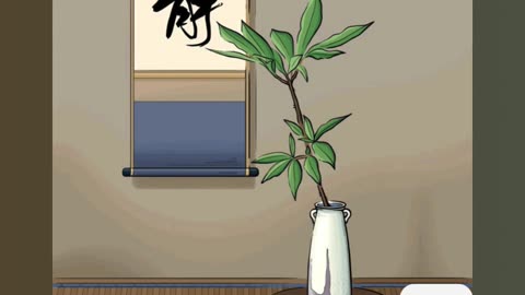 Minimalist Japanese Vase With Bamboo and Calligraphy Scroll Art