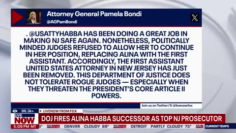 DOJ fires Alina Habba successor as top New Jersey prosecutor | LiveNOW from FOX