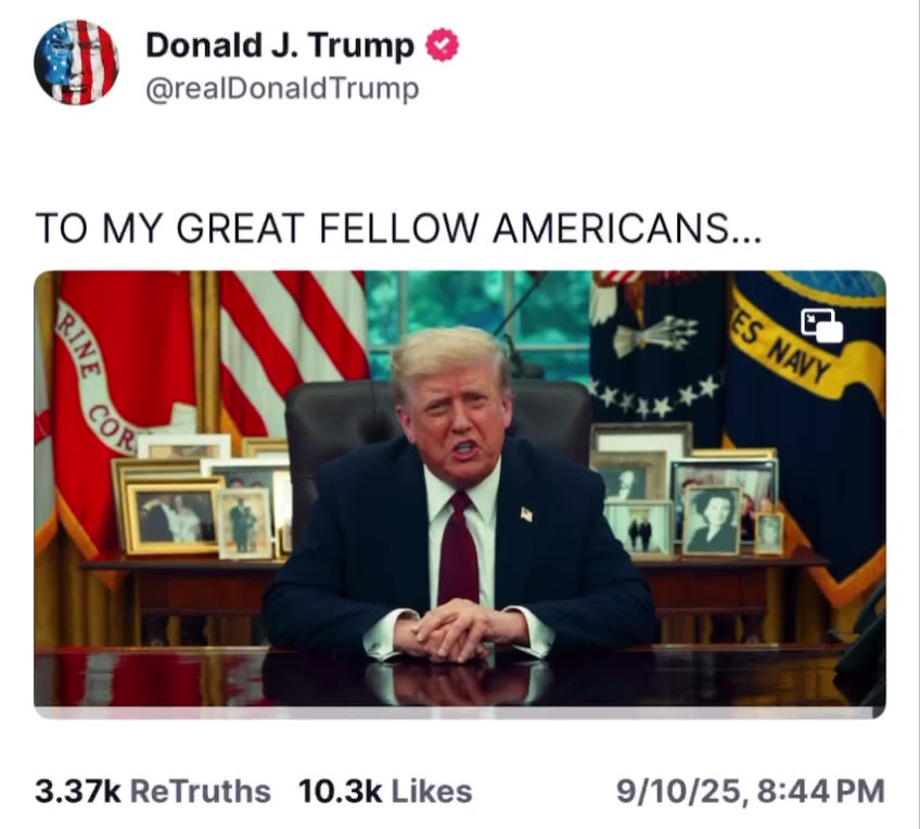 President Trump Addresses the Nation Following the Assassination of Charlie Kirk