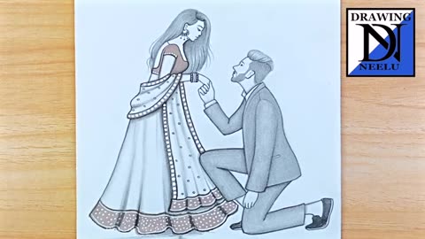 How to draw a Cute Couple Propose || Pencil sketch for beginner || Couple drawing || Drawing sketch