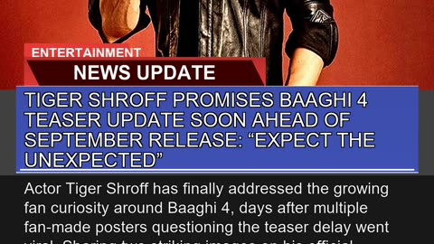 Tiger Shroff Promises Baaghi Teaser Update Soon