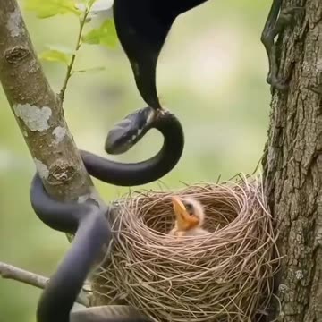 Mom bird protect his baby
