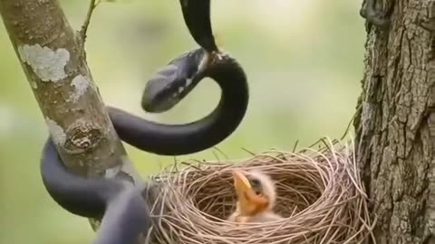 Mom bird protect his baby