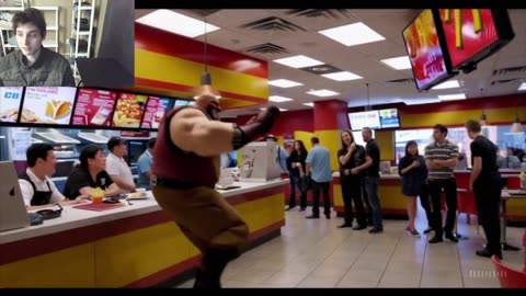 The Heavy From The Team Fortress 2 Video Game Dancing At A McDonald's Restaurant Fake Funny Parody