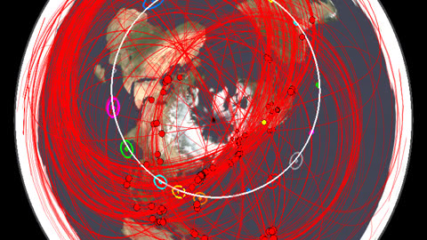 Earthquakes Aligning Along Geodesics - All Quakes in a Month