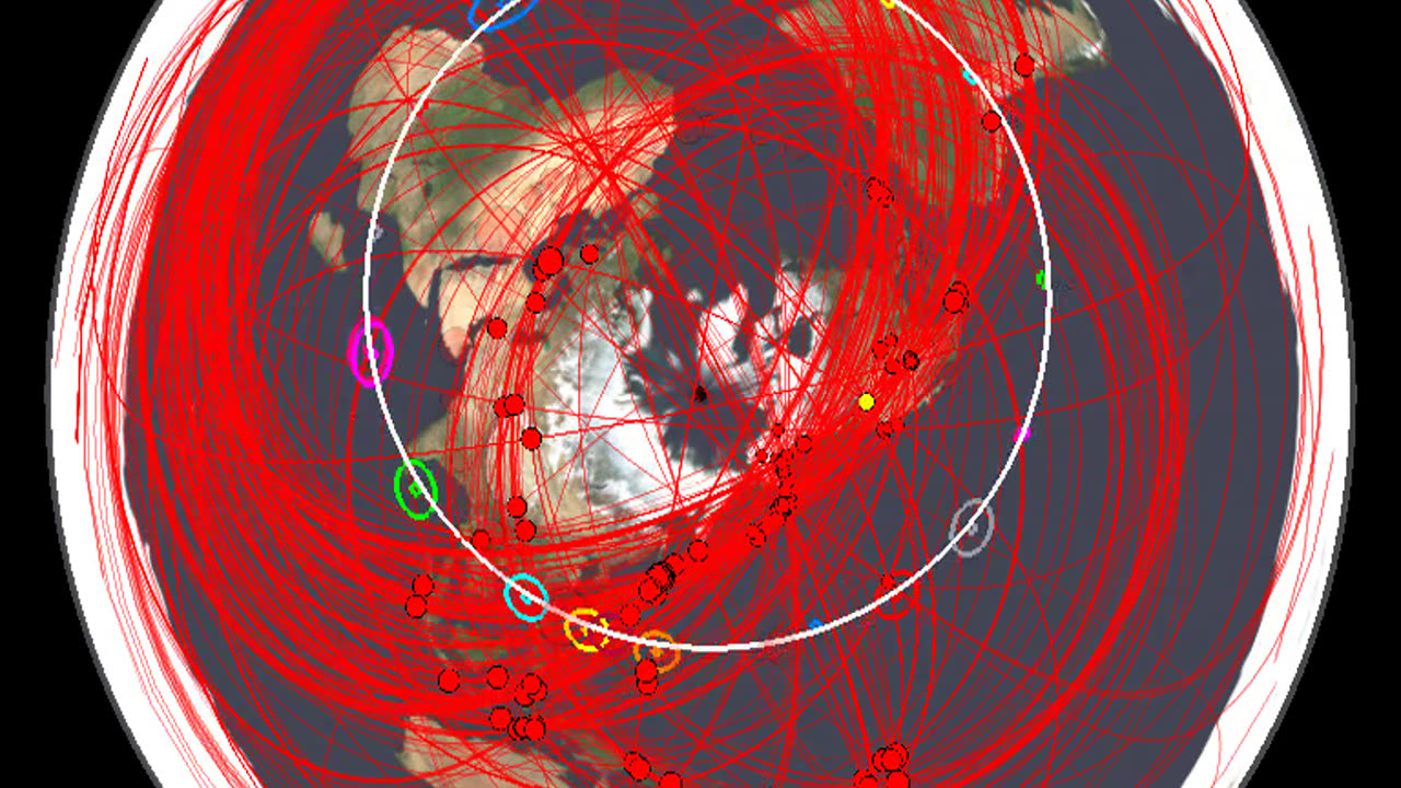 Earthquakes Aligning Along Geodesics - All Quakes in a Month