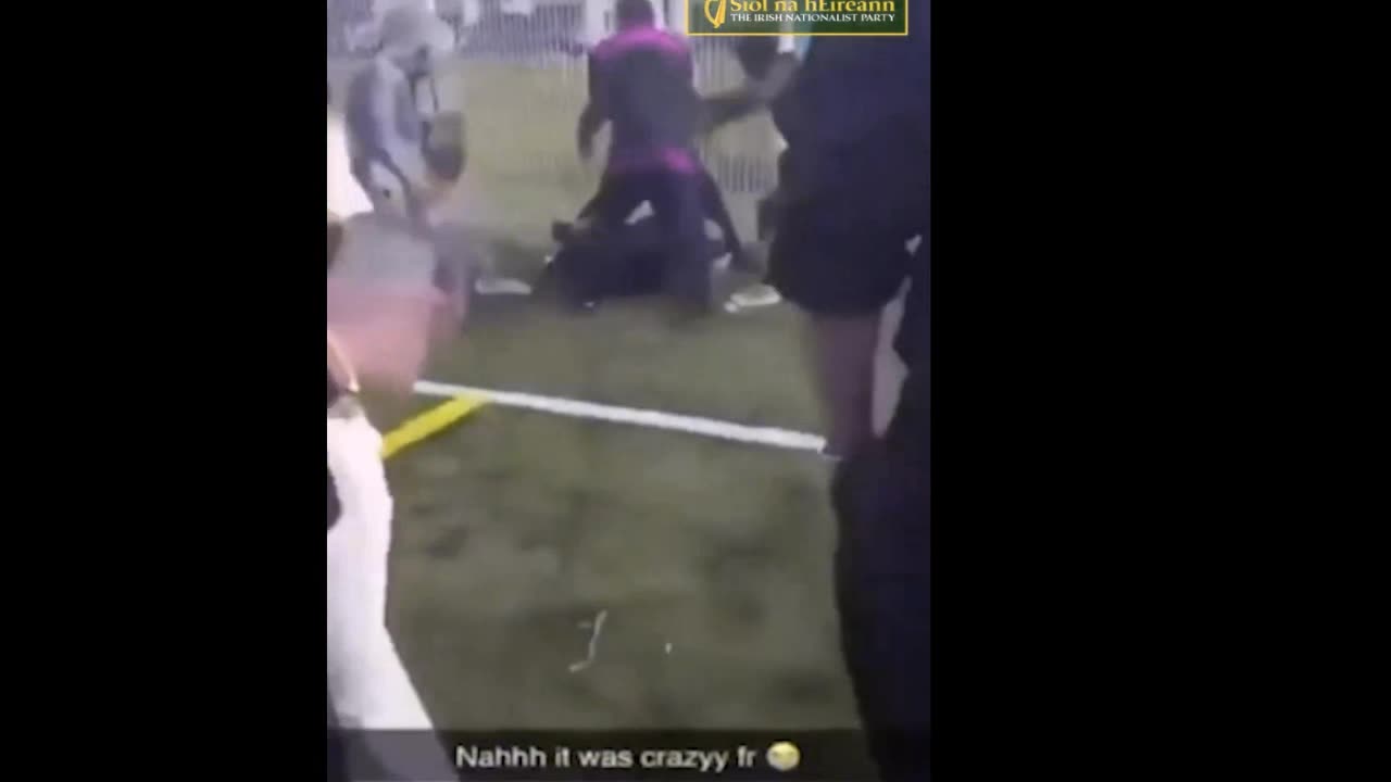 Africans hunt down lone Irish child & try & kill him by kicking him in the head!