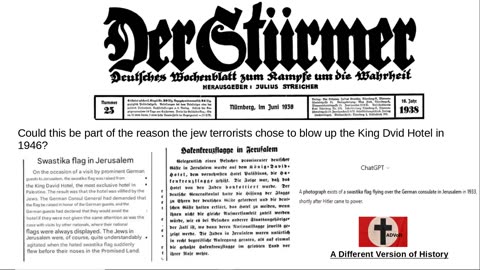 1938 Der Sturmer German flag over King David Hotel
