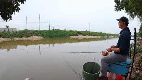 A Rainy Afternoon Fishing for Carp by the River