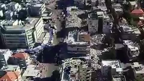 Aerial view of Haifa city targeted by Iranian missiles