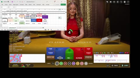 Baccarat - 44 units won in 49 minutes with 10 number Labouchère sequence