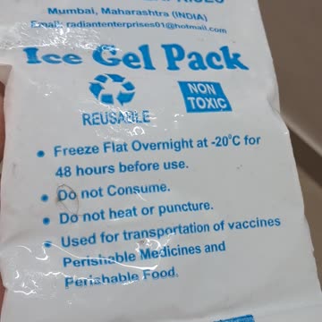 Promoting ice gel pack product.