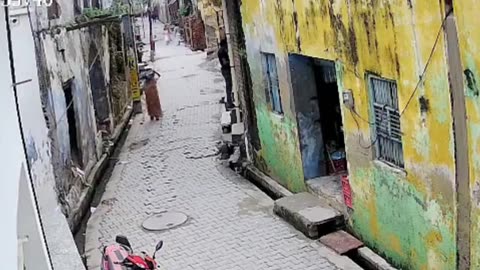 UP Narrow Escape: Govt School Building Collapses in Hapur Just Seconds After Elderly Woman Walks By