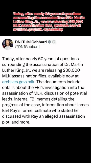 DNI TULSI GABBARD: MLK FILES RELEASED