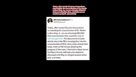 DNI TULSI GABBARD: MLK FILES RELEASED