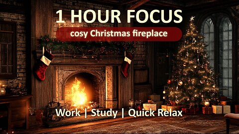 1 Hour Focus – Cosy Christmas Fireplace 🔥🎄 Calm Relaxing Ambience For Study And Work | Productivity