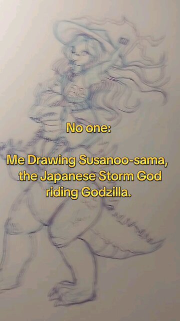 Japanese Storm God riding Godzilla