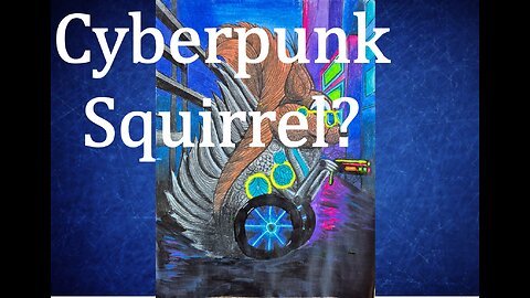Coloring page transformation-Cyberpunk Squirrel