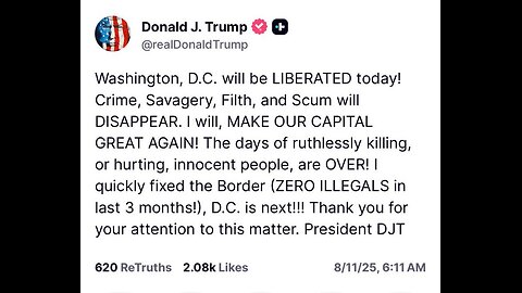 #2739: MON 11 AUG:TRUMP DAY #203+TRUMP ORDERS FED CONTROL OF D.C.!!+UK-WIERD PROTESTS+XRP/NEWS!!