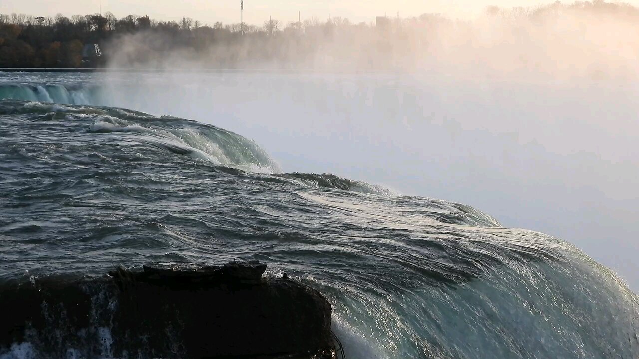 The Niagara Falls In A Close-up Video