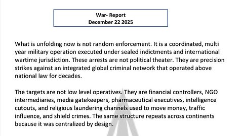 WAR REPORT - DEC 22 2025 - THE INTEGRATED GLOBAL CRIMINAL TAKEDOWN