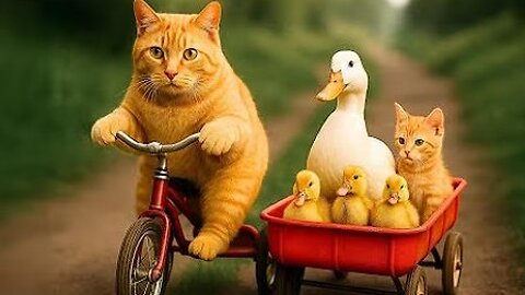 Mama Cat Rescues Ducklings and Cooks Them Spaghetti! 🍝🦆