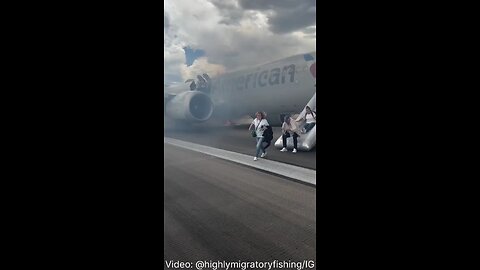 CHAOS AT DENVER AIRPORT! American Airlines Boeing 737 Max 8 landing gear CATCHES FIRE mid-tax