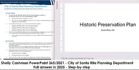 Shelly Cashman PowerPoint 365/2021 | Modules 1-3: SAM Capstone Project 1a | City of Santa Rita