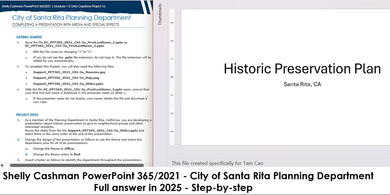 Shelly Cashman PowerPoint 365/2021 | Modules 1-3: SAM Capstone Project 1a | City of Santa Rita