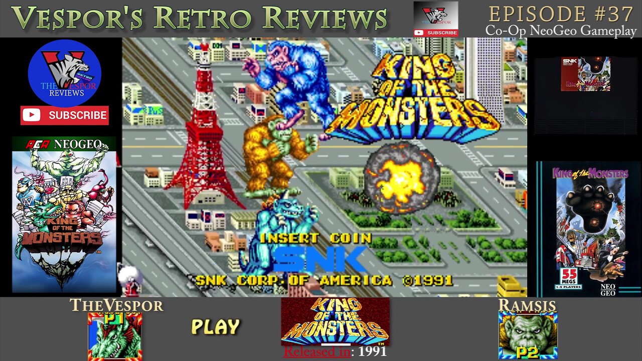 Retro Arcade Gameplay | King of the Monsters | Neo Geo | Geon and Woo | Co-Op #arcade