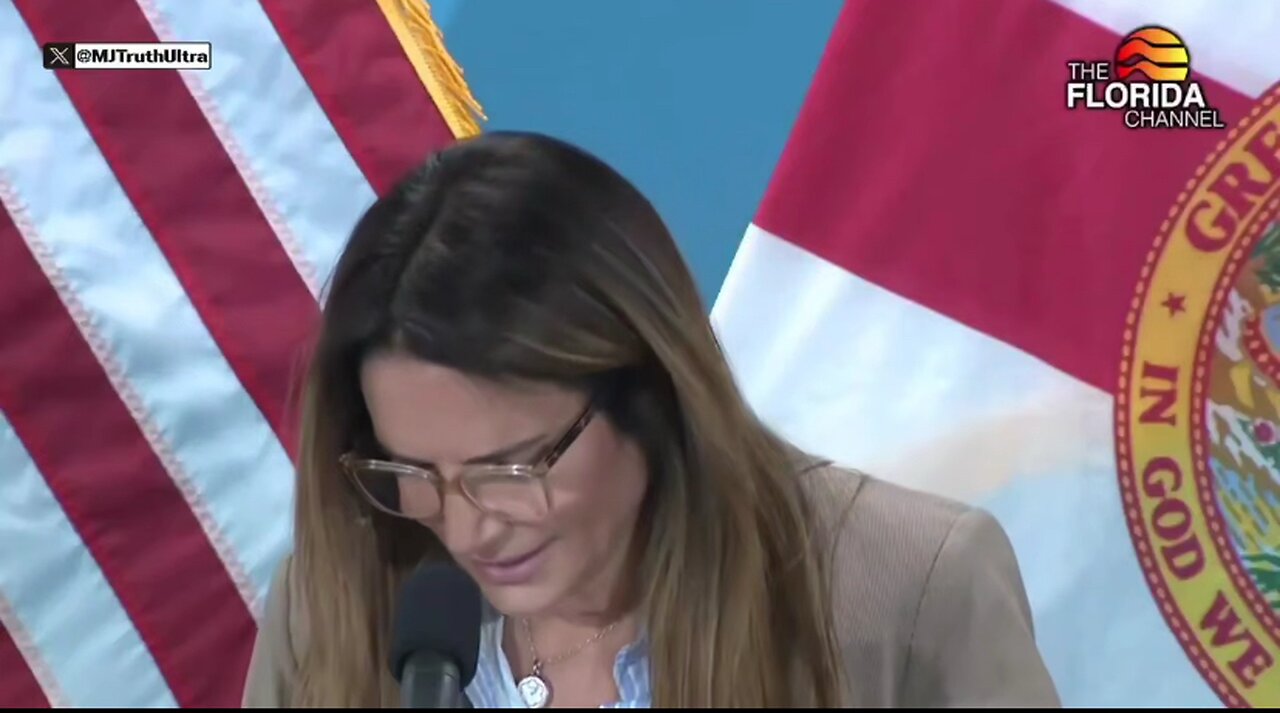 Rep Lleana Garcia passed out while talking about her bill banning weather modification in FL.