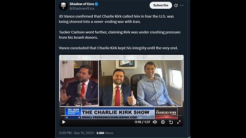 JD Vance confirmed that Charlie Kirk called him in fear the U.S. was being steered