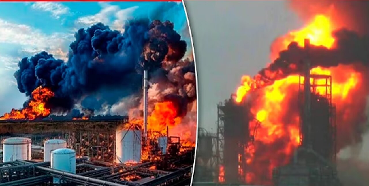 Explosions and a massive fire_ Ukrainian drones hit two strategic oil refineries in Russia