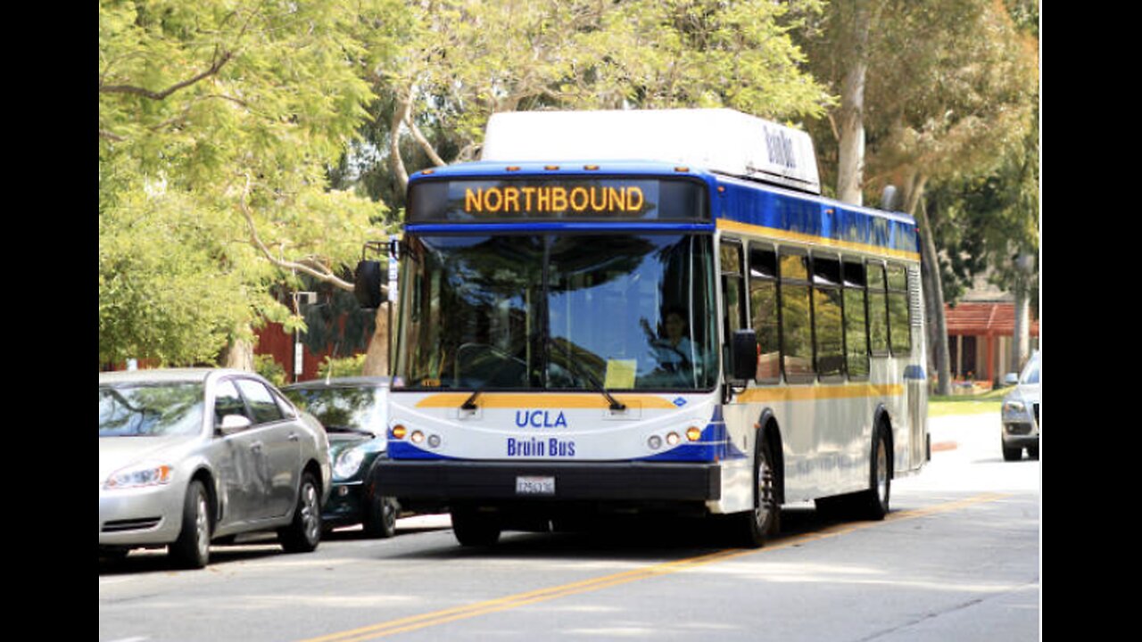 Bruin Bus, the School Bus of UCLA - University of California, Los Angeles stock photo