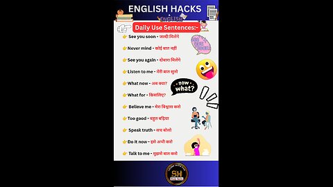 Daily use Most important sentence uses in day to day life #studyhacks123 #spokenenglish #english